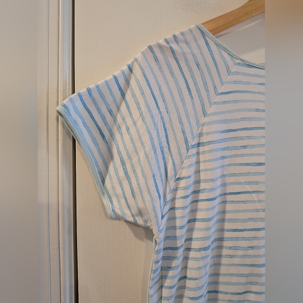 LAKE Pajamas Nightgown 100% Pima Cotton Saltwater Stripe Blue White Stripe M - Picture 10 of 11